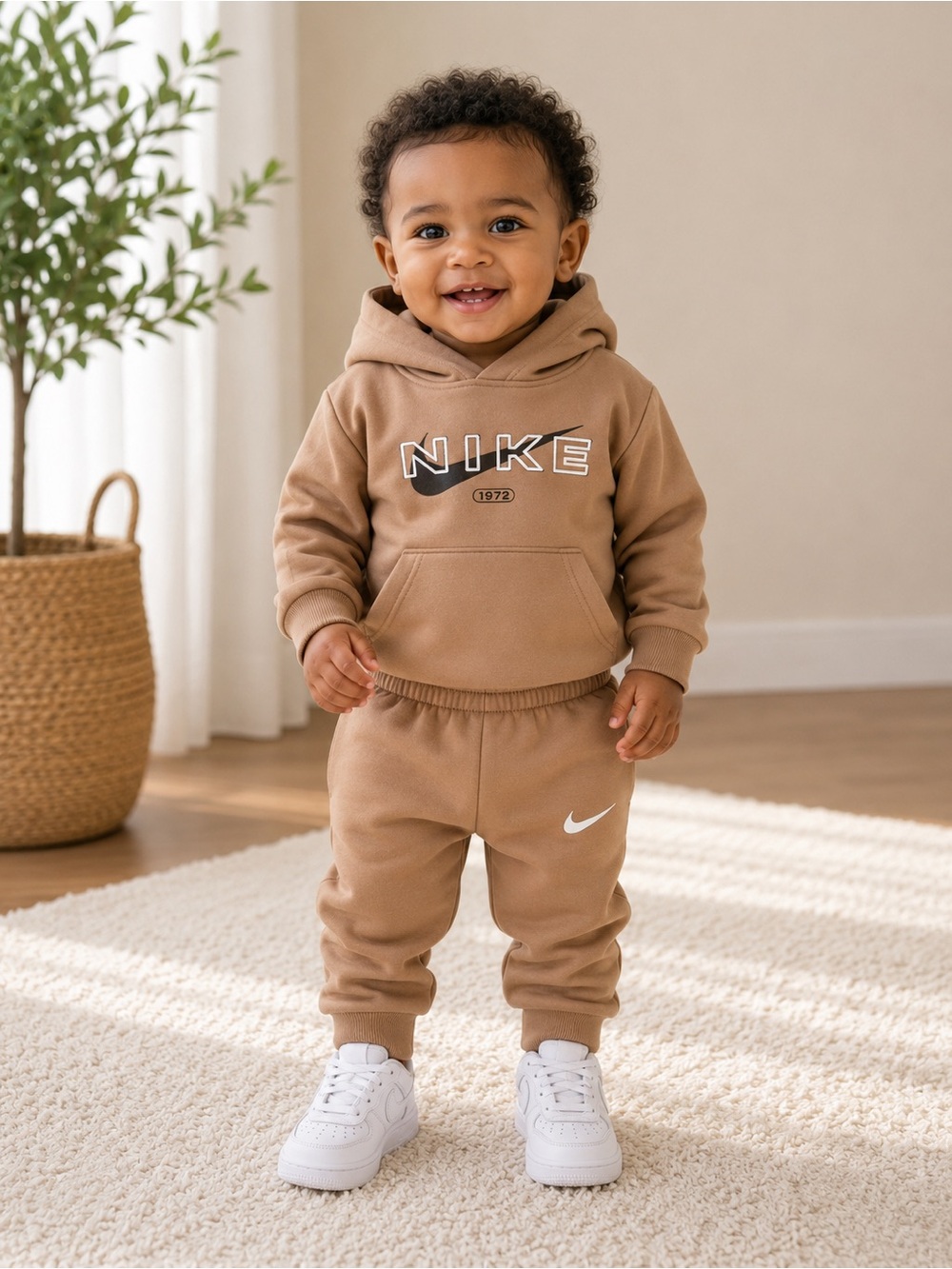 Nike Kids Tan/Beige Jogger Sweatpants - Neutral Brown Hooded Set